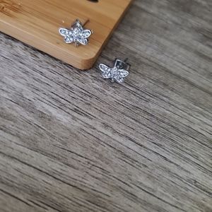 Silver Dragonfly Earring